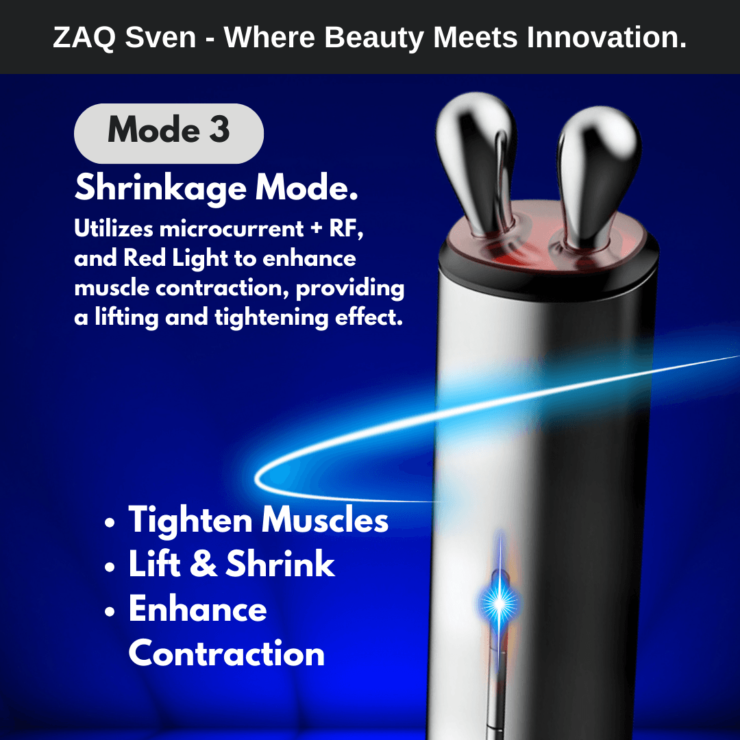 ZAQ SVEN RF, Microcurrent, Red Light, and Vibration Technology