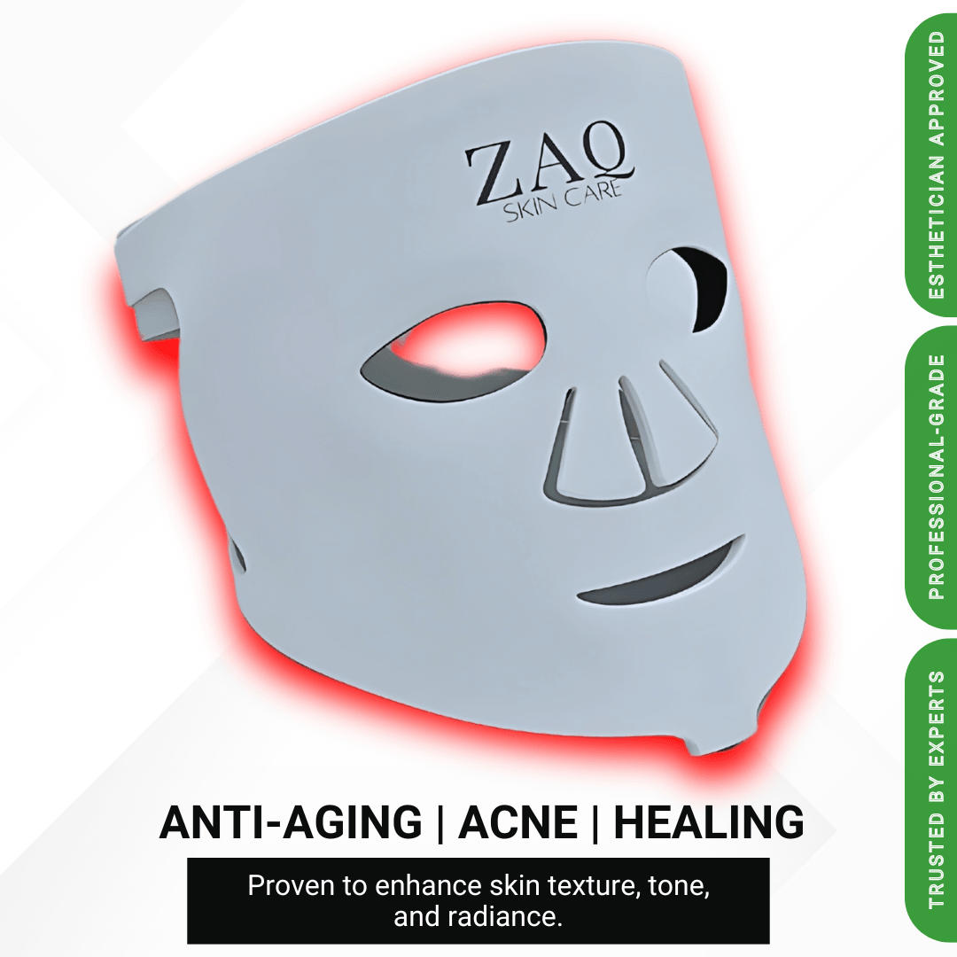 ZAQ Noor LED red light mask device with flexible silicone design