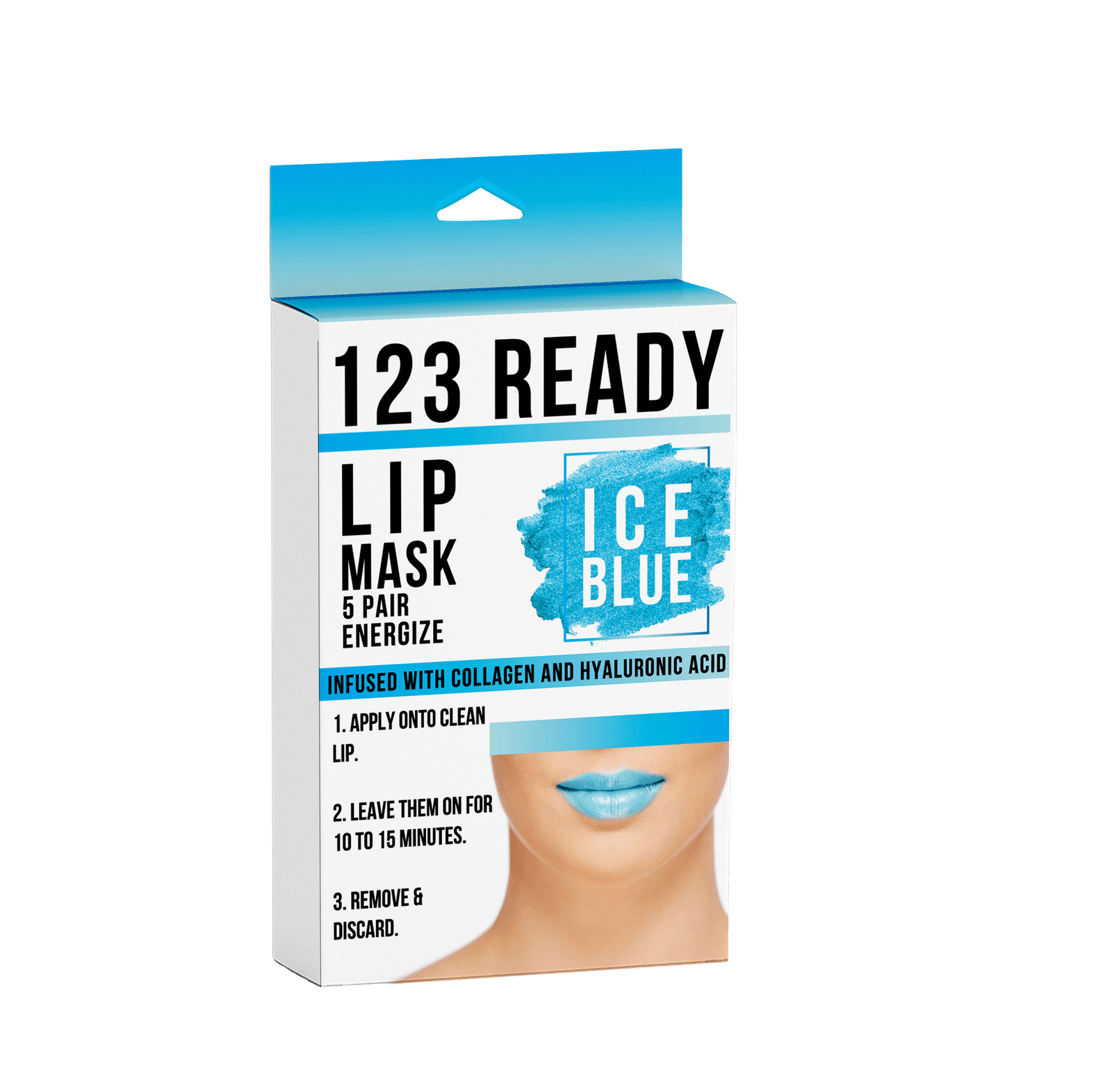 123 Ready ICE BLUE ENERGIZE GEL LIP PATCHES 5PC - ZAQ Skin & Body