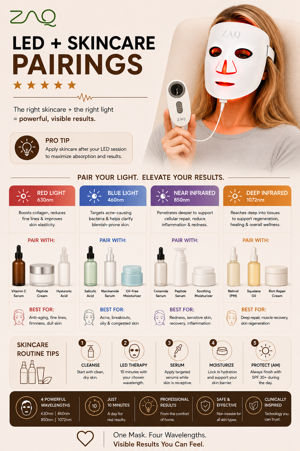 LED + Skincare Pairings: How to Get the Most Out of Your LED Light Therapy Mask
