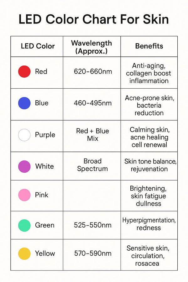LED Light Therapy Color Chart What Each Light Does for Your Skin ZAQ