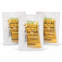 Three white stand-up pouches of ZAQ 24K Gold Hyalu-Gel Face Mask arranged in a triangular formation on a white background.