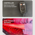 Controller for a medical device with text on skin-friendly material and LED light therapy.