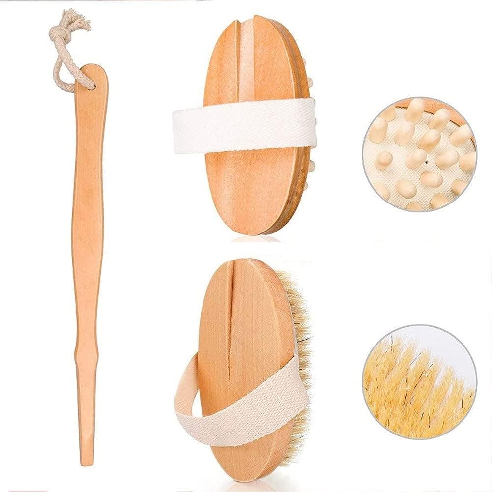 Luxuriate in the Best Shower & Bath Spa Set: Dry Brush, Stone Brush, Loofah Sponge - ZAQ Skin & Body