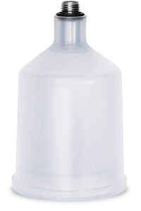 Clear plastic bottle with metal cap on a white background