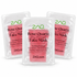 Three ZAQ Rose Quartz Hydrogel Face Mask sachets arranged in a triangle on a white background.