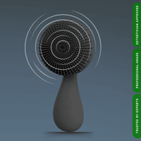 Black brush with bristle pattern on a dark blue background