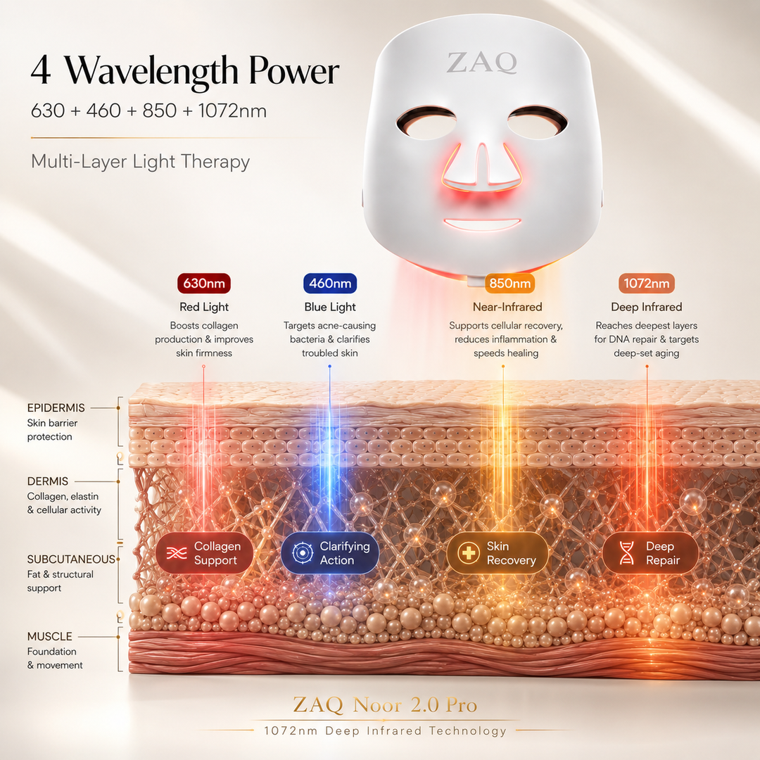 Discover how our four targeted wavelengths work with your skin on a cellular level to unlock visible, long-lasting results.