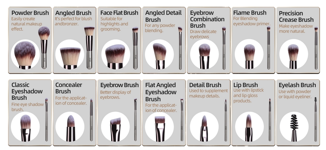 ZAQ 14-Piece Mini Makeup Brush Set with LED Light Mirror