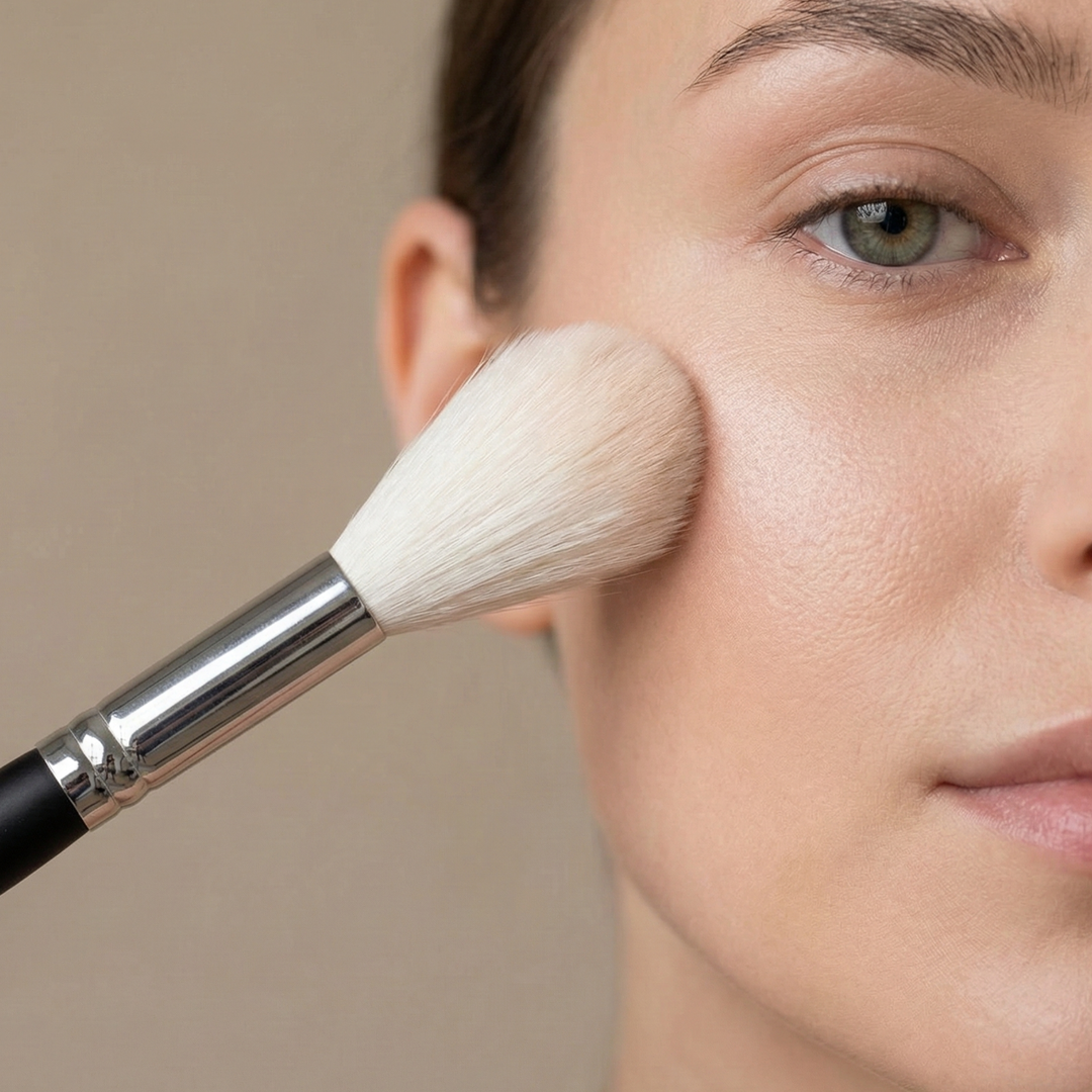 ZAQ Round Highlighter Fan Brush Setting Makeup Brush Blending Helps Lock in Foundation and Concealer, Black
