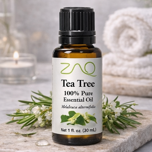 Zaq Tea Tree essential oil bottles