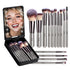 ZAQ 14-Piece Mini Makeup Brush Set with LED Light Mirror - Black