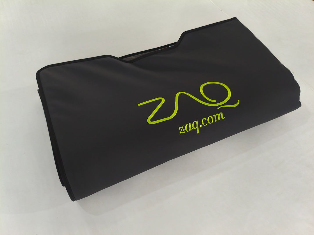 Black pouch with 'zaq.com' logo on a white background