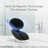 Gentle cleansing device with text 'Sonic & Magnetic Technology. The Deepest Cleanse.' on a marble background.
