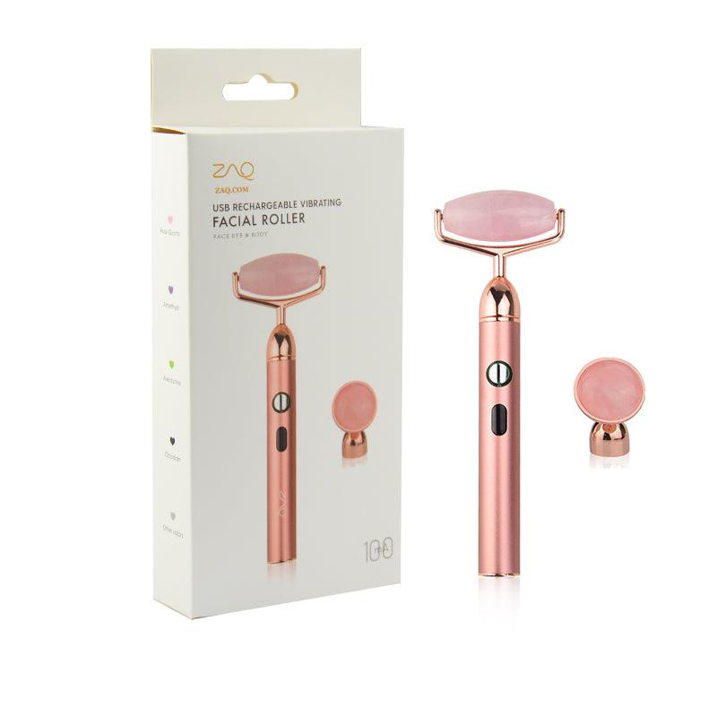 ZAQ Sana Rose Quartz USB Rechargeable Vibrating Changeable Face Rollers - 3 Speed - ZAQ