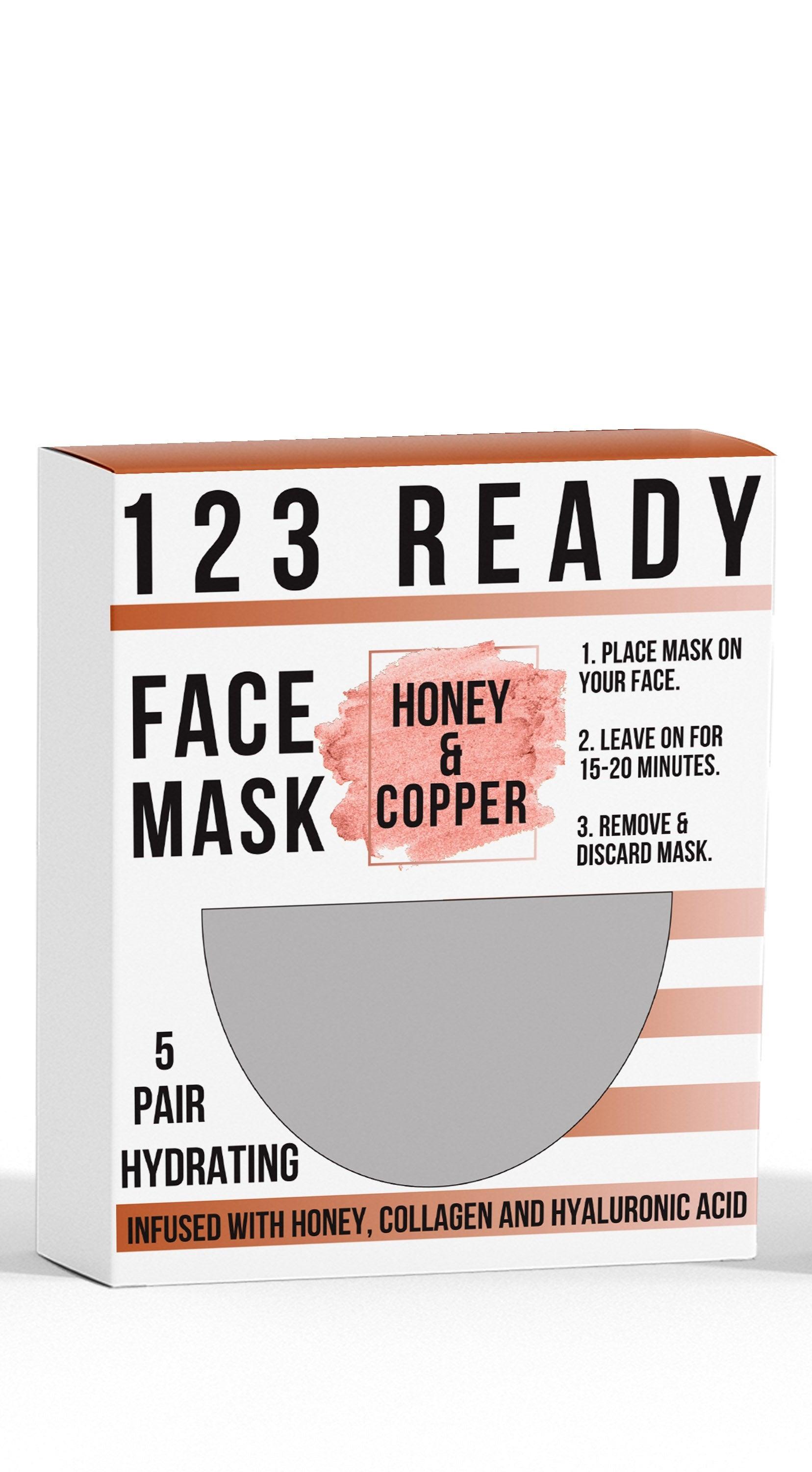 123 READY HONEY & COPPER HYDRATING GEL FACE MASK 5PC - ZAQ Skin & Body