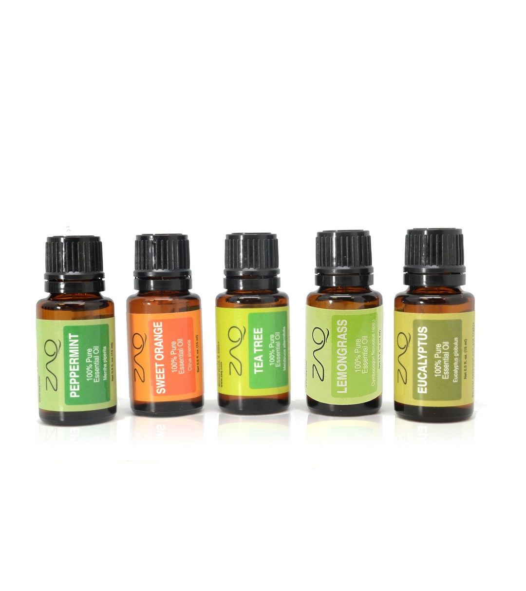 Gift Set-5 Pack - Essential Oils - (Eucalyptus, Lemongrass, Orange, Peppermint, Tea Tree) - ZAQ