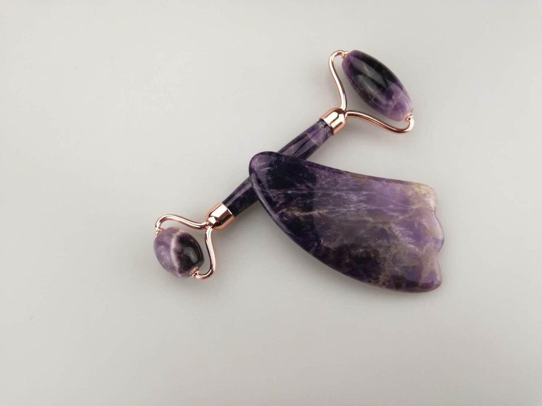 Amethyst Facial Roller + Gua Sha Set - ZAQ