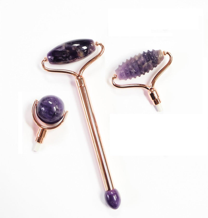 Changeable Amethyst Facial Roller - 3 Heads