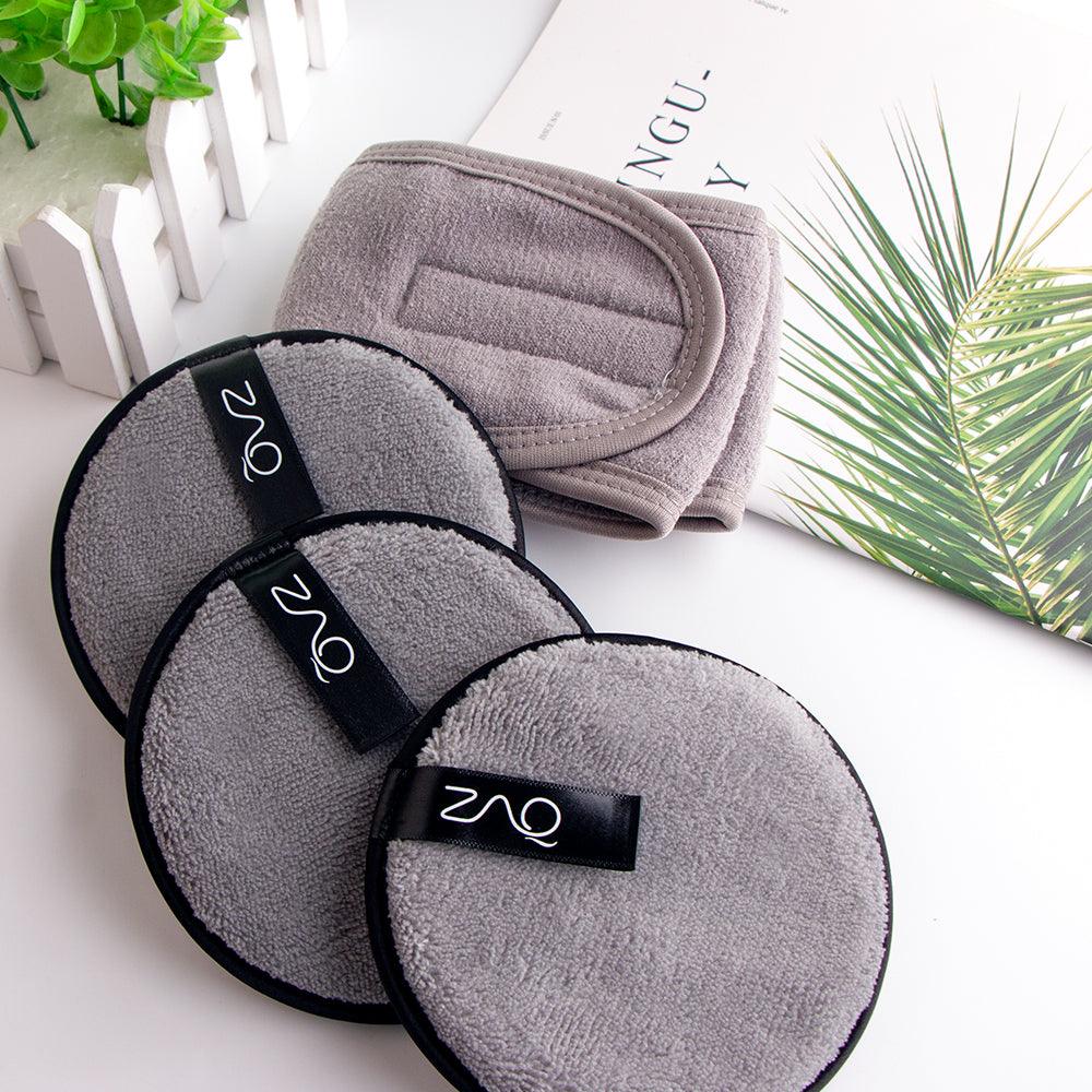 ZAQ Reusable Makeup Remover Pads 4pack with Spa facial Headband - ZAQ