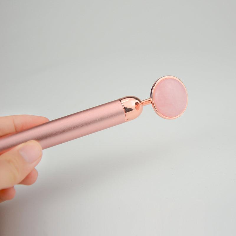 ZAQ MOON Roll-On Rose Quartz W-Sonic Massaging Vibrating Face Roller - ZAQ