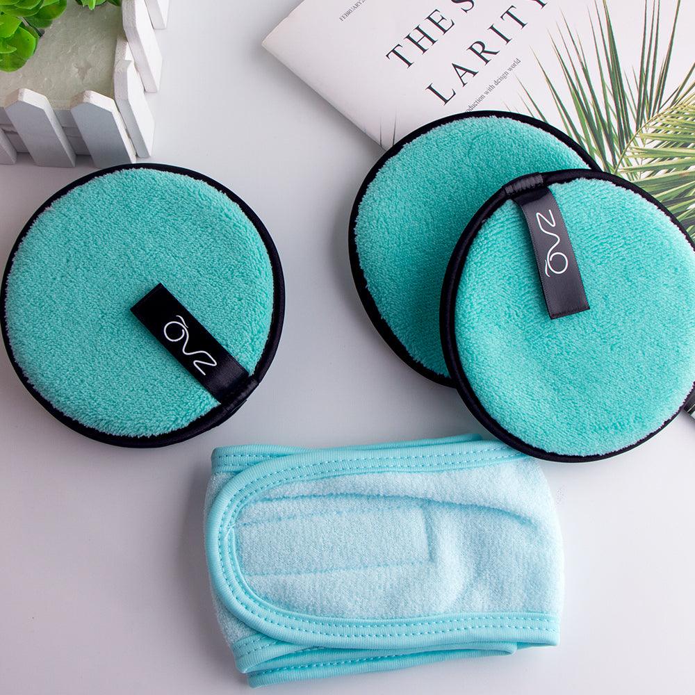 ZAQ Reusable Makeup Remover Pads 4pack with Spa facial Headband - ZAQ