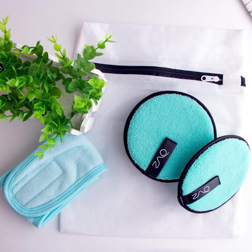 ZAQ Reusable Makeup Remover Pads 4pack with Spa facial Headband - ZAQ