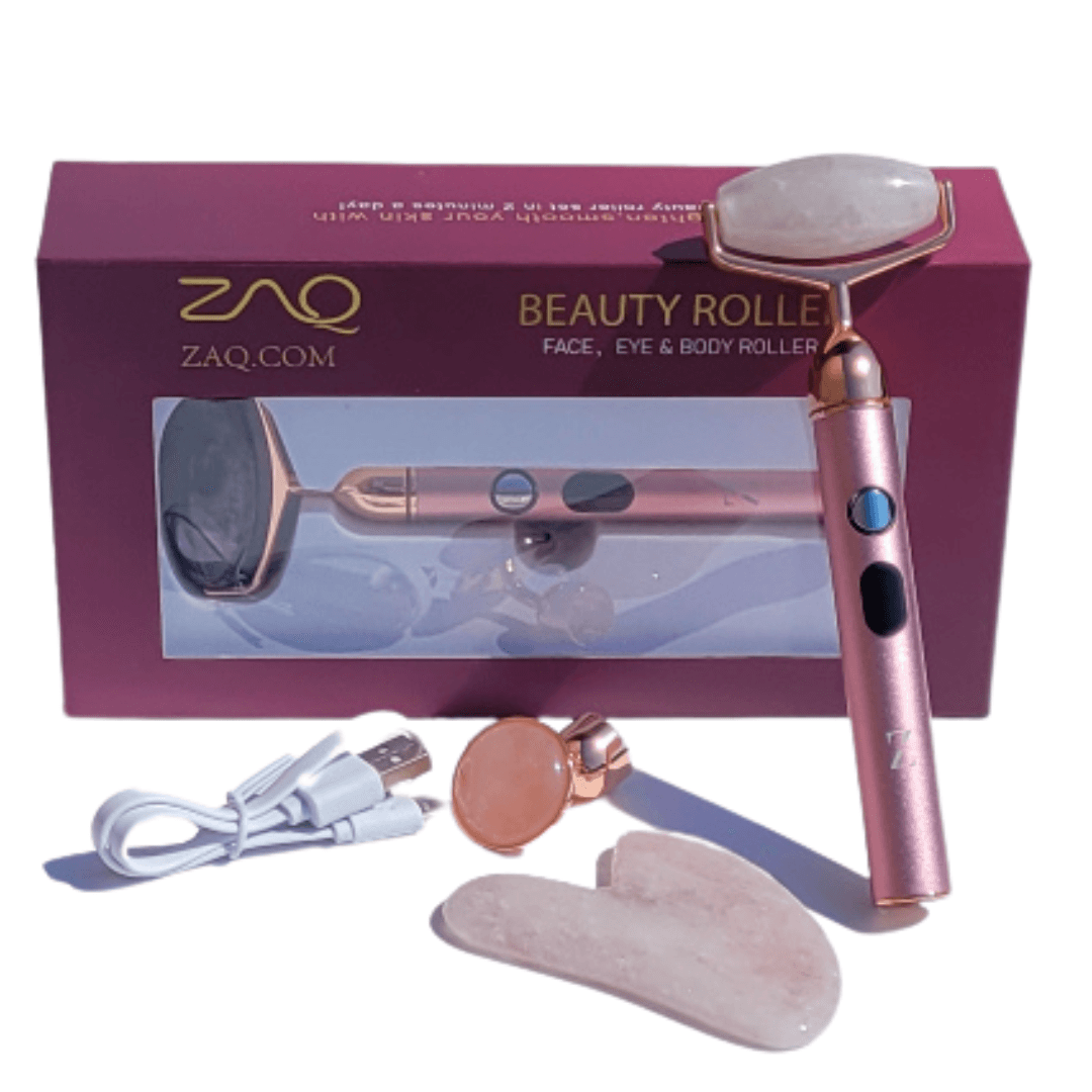 Sana Rose Quartz Vibrating Changeable Face Rollers w/ Gua Sha - ZAQ