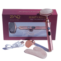 Sana Rose Quartz Vibrating Changeable Face Rollers w/ Gua Sha - ZAQ