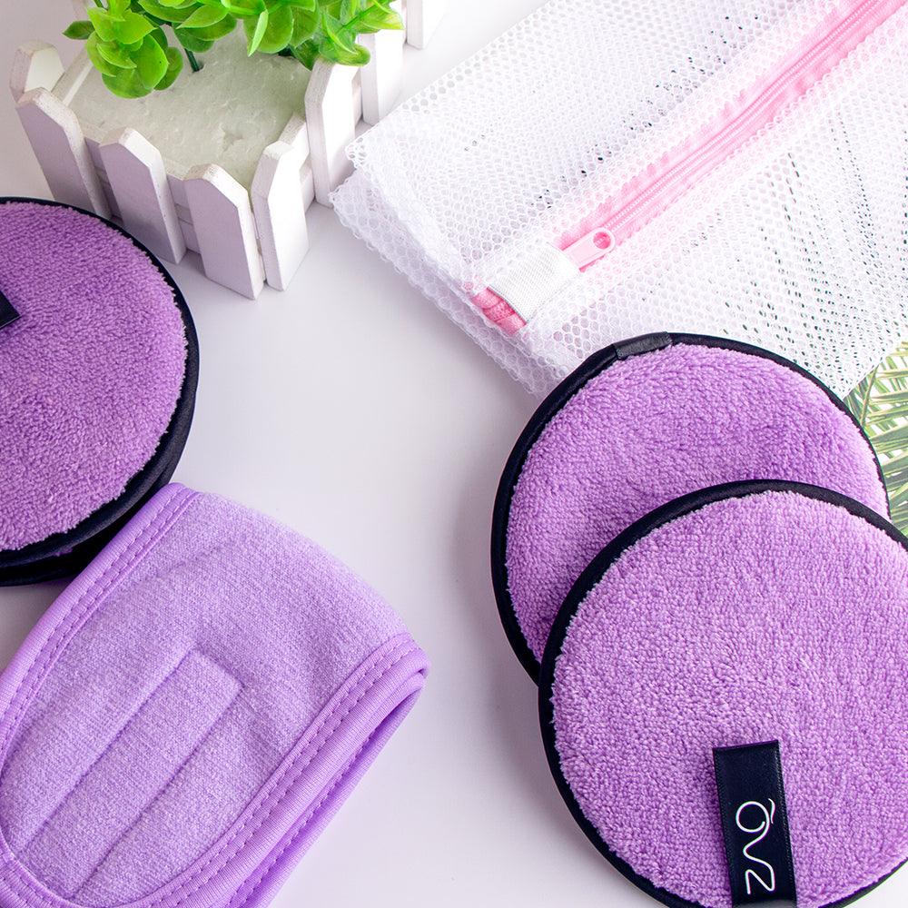 ZAQ Reusable Makeup Remover Pads 4pack with Spa facial Headband - ZAQ